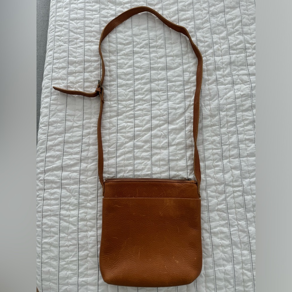 Lifetime Leather brown leather cross body bag